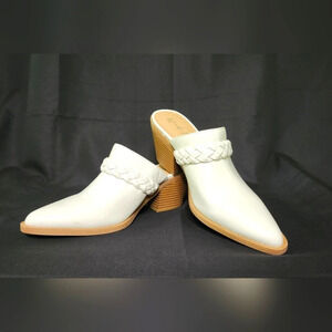 Wonderly Lasso Braid‎ Heeled Mule Shoe Womens 9 White Western Coastal Cowgirl